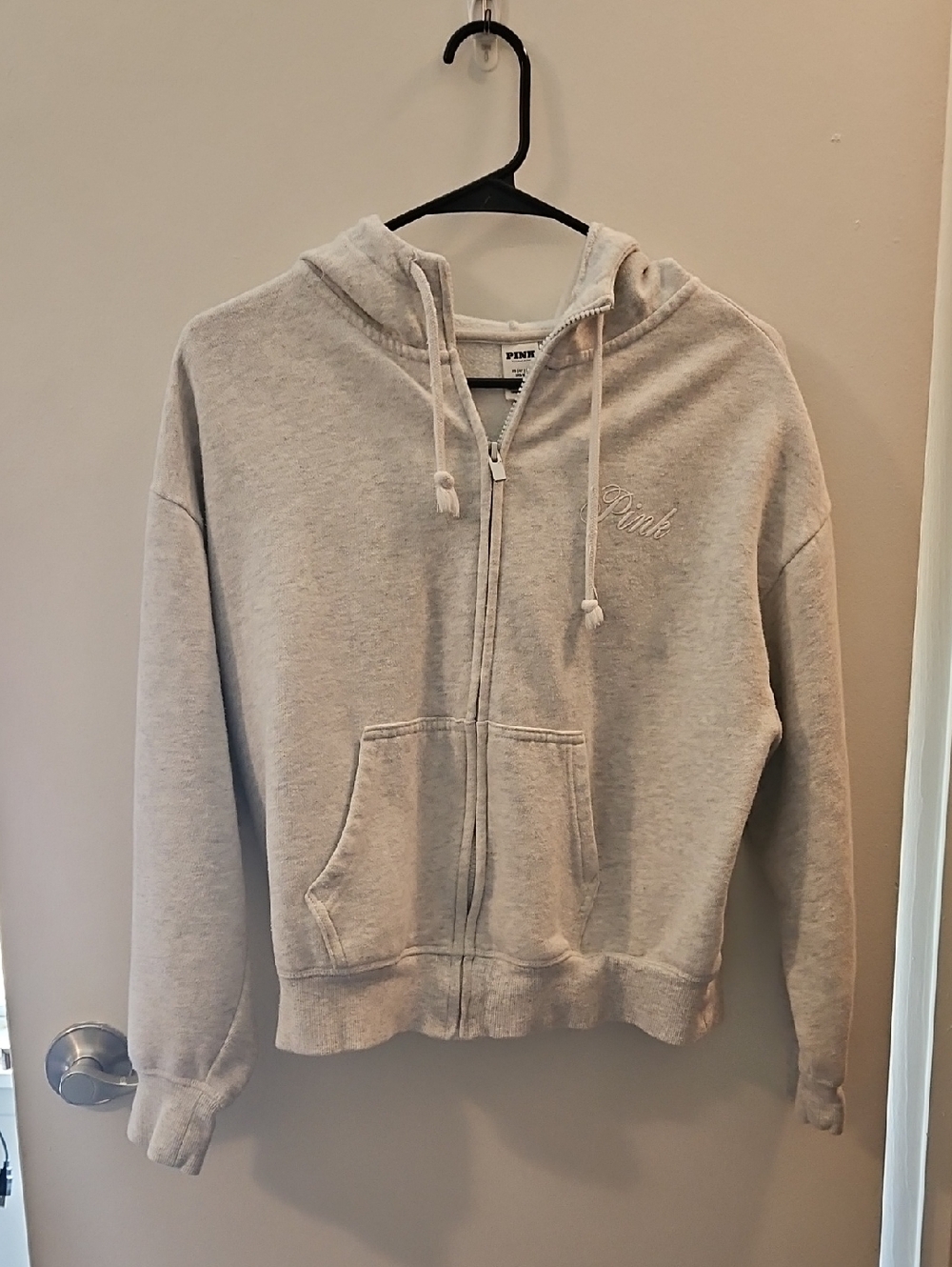 PINK Victoria's Secret Light Heather Gray Zip-Up Hoodie